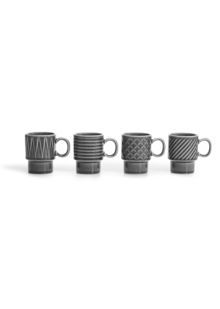 Hrnky na kávu COFFEE & MORE 4ks, šedý Hrnky na kávu COFFEE & MORE 4ks, šedý