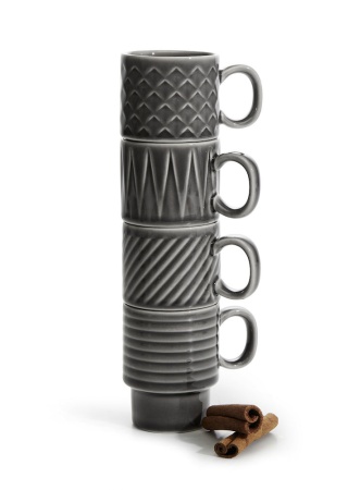 Hrnky na kávu COFFEE & MORE 4ks, šedý Hrnky na kávu COFFEE & MORE 4ks, šedý