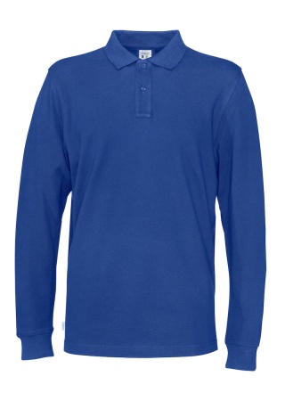Pánské polo s dlouhým rukávem Cottover (GOTS) Královská modrá Front Pánské polo s dlouhým rukávem Cottover (GOTS) Královská modrá Front