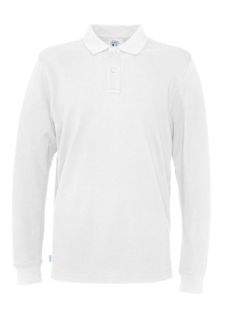 Pánské polo s dlouhým rukávem Cottover (GOTS) Bílá Front Pánské polo s dlouhým rukávem Cottover (GOTS) Bílá Front