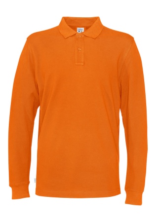 Pánské polo s dlouhým rukávem Cottover (GOTS) Oranžová Front Pánské polo s dlouhým rukávem Cottover (GOTS) Oranžová Front