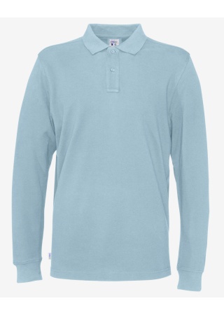 Pánské polo s dlouhým rukávem Cottover (GOTS) Nebesky modrá Front Pánské polo s dlouhým rukávem Cottover (GOTS) Nebesky modrá Front