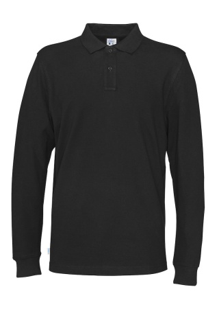 Pánské polo s dlouhým rukávem Cottover (GOTS) Černá Front Pánské polo s dlouhým rukávem Cottover (GOTS) Černá Front