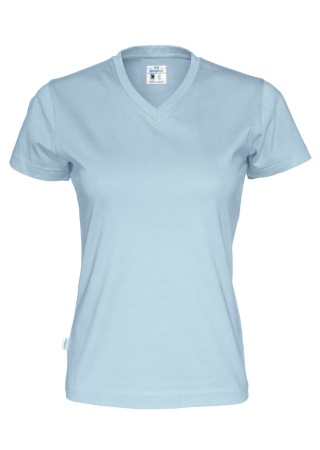 Dámské tričko Cottover s výstřihem do Nebesky modrá Front Dámské tričko Cottover s výstřihem do Nebesky modrá Front