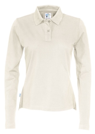 Dámské polo tričko s dlouhým rukávem PIQUE (GOTS) Off white Front Dámské polo tričko s dlouhým rukávem PIQUE (GOTS) Off white Front