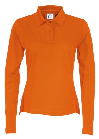 Dámské polo tričko s dlouhým rukávem PIQUE (GOTS) Oranžová Front Dámské polo tričko s dlouhým rukávem PIQUE (GOTS) Oranžová Front