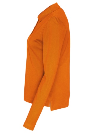 Dámské polo tričko s dlouhým rukávem PIQUE (GOTS) Oranžová Side Dámské polo tričko s dlouhým rukávem PIQUE (GOTS) Oranžová Side