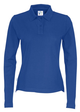 Dámské polo tričko s dlouhým rukávem PIQUE (GOTS) Královská modrá Front Dámské polo tričko s dlouhým rukávem PIQUE (GOTS) Královská modrá Front