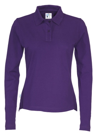 Dámské polo tričko s dlouhým rukávem PIQUE (GOTS) Purpurová, nachová Front Dámské polo tričko s dlouhým rukávem PIQUE (GOTS) Purpurová, nachová Front