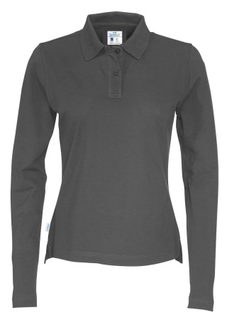 Dámské polo tričko s dlouhým rukávem PIQUE (GOTS) Tmavě šedá Charcoal Front Dámské polo tričko s dlouhým rukávem PIQUE (GOTS) Tmavě šedá Charcoal Front