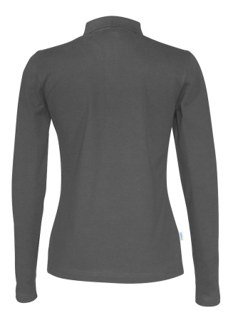 Dámské polo tričko s dlouhým rukávem PIQUE (GOTS) Tmavě šedá Charcoal Back Dámské polo tričko s dlouhým rukávem PIQUE (GOTS) Tmavě šedá Charcoal Back
