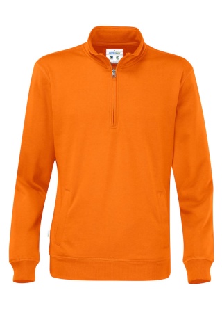 Mikina Cottover s 1/2 zipem (GOTS) Oranžová Front Mikina Cottover s 1/2 zipem (GOTS) Oranžová Front