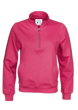 Mikina Cottover s 1/2 zipem (GOTS) Cerise, třešňová Front Mikina Cottover s 1/2 zipem (GOTS) Cerise, třešňová Front