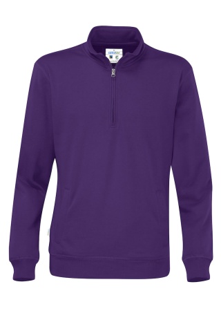 Mikina Cottover s 1/2 zipem (GOTS) Purpurová, nachová Front Mikina Cottover s 1/2 zipem (GOTS) Purpurová, nachová Front