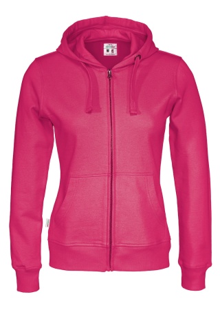 Dámská celopropínací mikina Cottover (GOTS) Cerise, třešňová Front Dámská celopropínací mikina Cottover (GOTS) Cerise, třešňová Front