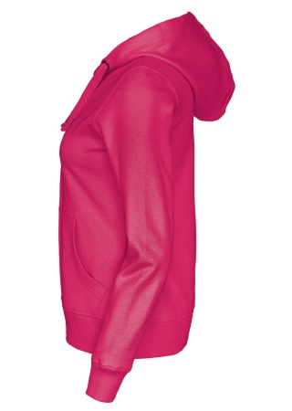 Dámská celopropínací mikina Cottover (GOTS) Cerise, třešňová Side Dámská celopropínací mikina Cottover (GOTS) Cerise, třešňová Side