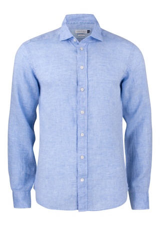 Lněná košile INDIGO BOW 33 SLIM FIT Fog - šedomodrá Front Lněná košile INDIGO BOW 33 SLIM FIT Fog - šedomodrá Front
