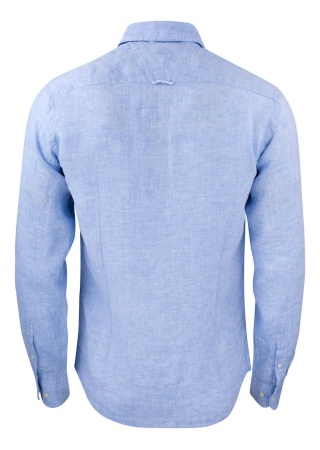 Lněná košile INDIGO BOW 33 SLIM FIT Fog - šedomodrá Back Lněná košile INDIGO BOW 33 SLIM FIT Fog - šedomodrá Back