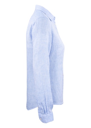 Dámská lněná košile INDIGO BOW 33 Fog - šedomodrá Side Dámská lněná košile INDIGO BOW 33 Fog - šedomodrá Side