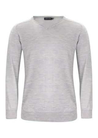 Pánský svetr MERINO LIGHT GREY MELANGE Front Pánský svetr MERINO LIGHT GREY MELANGE Front