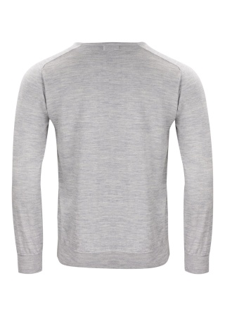 Pánský svetr MERINO LIGHT GREY MELANGE Back Pánský svetr MERINO LIGHT GREY MELANGE Back