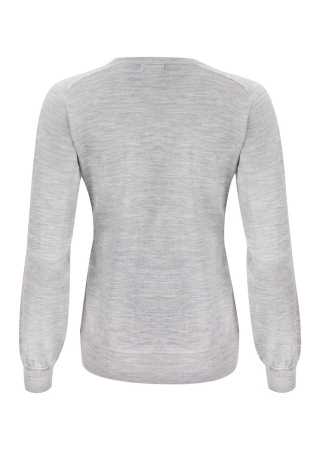 Dámský svetr MERINO LIGHT GREY MELANGE Back Dámský svetr MERINO LIGHT GREY MELANGE Back