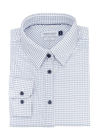 Dámská košile INDIGO BOW 131 BÍLÁ/MODRÝ TISK Side Dámská košile INDIGO BOW 131 BÍLÁ/MODRÝ TISK Side