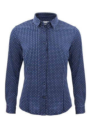 Dámská košile INDIGO BOW 131 MODRÁ / TISK Front Dámská košile INDIGO BOW 131 MODRÁ / TISK Front