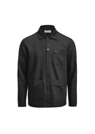 Košilová bunda PATCH POCKET OVERSHIRT Černá Front Košilová bunda PATCH POCKET OVERSHIRT Černá Front