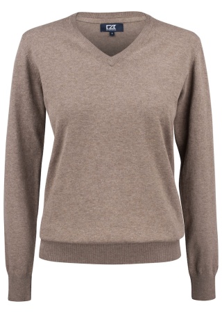 Dámský pletený svetr OAKVILLE V-NECK NOUGAT MELANGE Front Dámský pletený svetr OAKVILLE V-NECK NOUGAT MELANGE Front