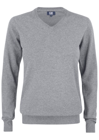 Dámský pletený svetr OAKVILLE V-NECK GREY MELANGE Front Dámský pletený svetr OAKVILLE V-NECK GREY MELANGE Front