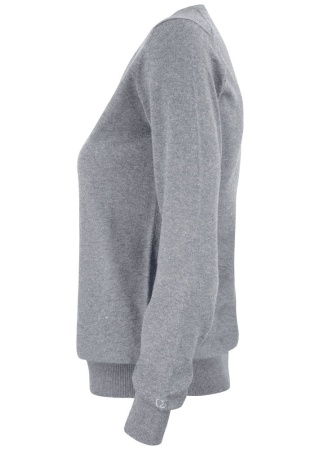 Dámský pletený svetr OAKVILLE V-NECK GREY MELANGE Side Dámský pletený svetr OAKVILLE V-NECK GREY MELANGE Side