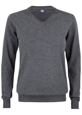 Dámský pletený svetr OAKVILLE V-NECK Šedá Melange Front Dámský pletený svetr OAKVILLE V-NECK Šedá Melange Front