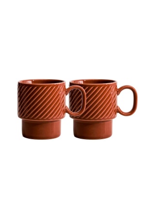 Hrnky na kávu COFFE & MORE 2ks, terracotta default Hrnky na kávu COFFE & MORE 2ks, terracotta default