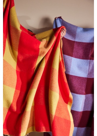 Merino deka EMBRACE, modrá/bordeaux  