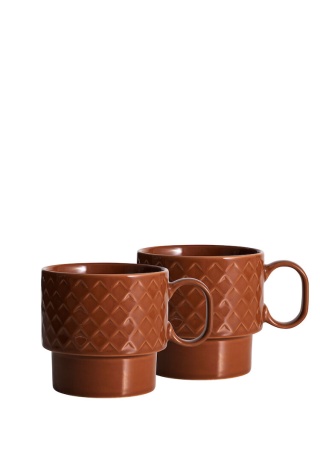 Čajový hrnek COFFEE & MORE 2ks, terracotta default Čajový hrnek COFFEE & MORE 2ks, terracotta default