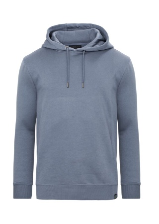 Mikina KEY HOOD (GOTS) DUSTY BLUE Front Mikina KEY HOOD (GOTS) DUSTY BLUE Front