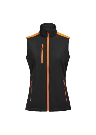 Dámská softshellová vesta PRIME Černá/oranžová Front Dámská softshellová vesta PRIME Černá/oranžová Front