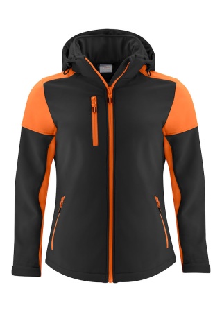 Dámská softshellová bunda Prime Černá/oranžová Front Dámská softshellová bunda Prime Černá/oranžová Front