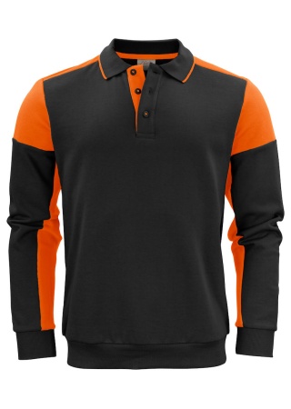 Dvoubarevná mikina s límečkem Prime Černá/oranžová Front Dvoubarevná mikina s límečkem Prime Černá/oranžová Front