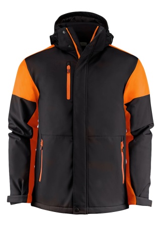 Zateplená softshellová bunda Prime Černá/oranžová Front Zateplená softshellová bunda Prime Černá/oranžová Front