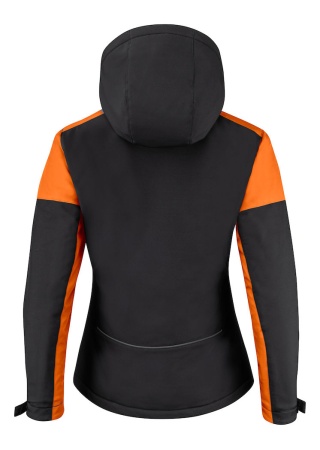 Zateplená dámská softshellová bunda Prime Černá/oranžová Back Zateplená dámská softshellová bunda Prime Černá/oranžová Back